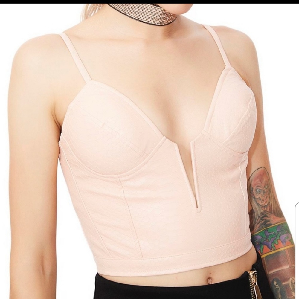 Dolls Kill Cropped Vegan Leather Bustier